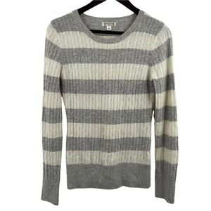 Aphorism‎ Cable Knit Sweater Crewneck Grey White Stripe Medium